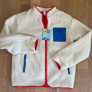 NWT Kids' Contrast Pocket Sherpa Jacket - LEGO® Collection x Target Cream